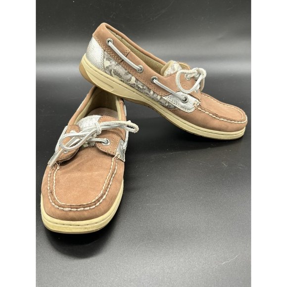 SPERRY TOP-SIDER Women Shoes 7M Leather  Tan, Silver, Sequins Cheetah Print - Picture 8 of 10